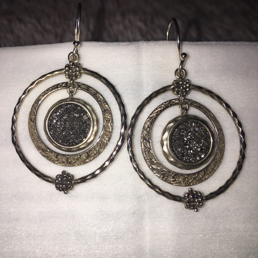 Sterling silver druzy quartz earrings
